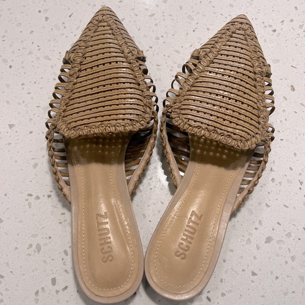 Lightly worn Schutz leather woven slide ons! Usually I am a size 8